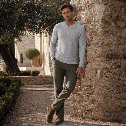 📢📢50%Rabatt!!!✨🎉Langarm-Henley-Shirt aus Waffelstrick für Herren