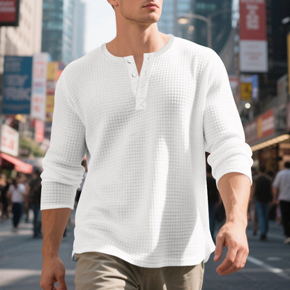 📢📢50%Rabatt!!!✨🎉Langarm-Henley-Shirt aus Waffelstrick für Herren