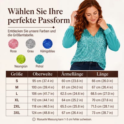 📢📢50%Rabatt!!!🎉✨Elegantes Pailletten-Oberteil mit V-Ausschnitt für Damen
