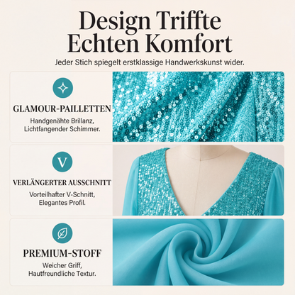 📢📢50%Rabatt!!!🎉✨Elegantes Pailletten-Oberteil mit V-Ausschnitt für Damen