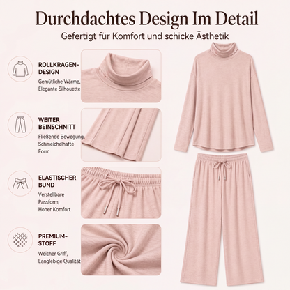 📢📢50%Rabatt!!!🎉✨Damen-Set aus Rollkragenoberteil und Weithosen