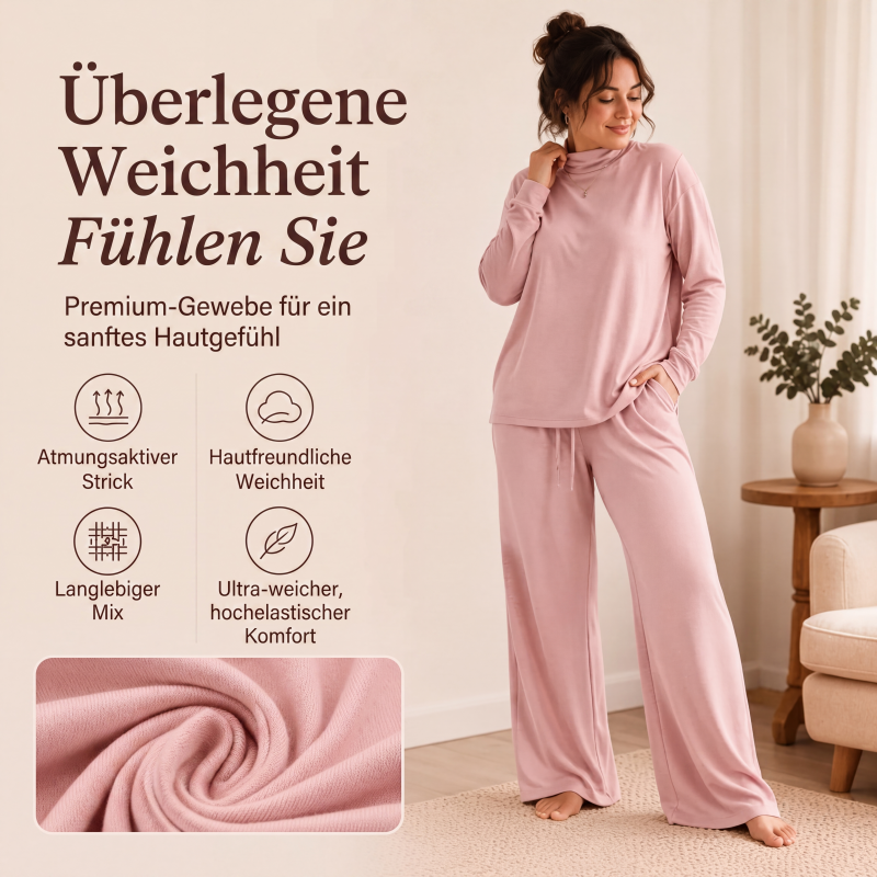 📢📢50%Rabatt!!!🎉✨Damen-Set aus Rollkragenoberteil und Weithosen