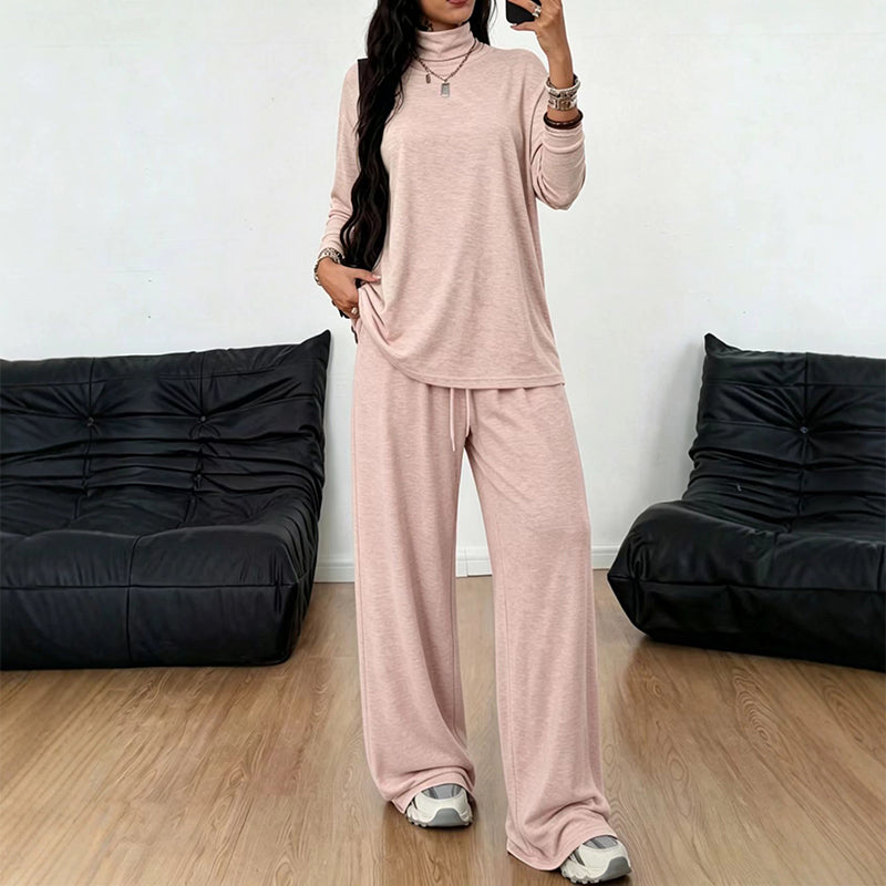 📢📢50%Rabatt!!!🎉✨Damen-Set aus Rollkragenoberteil und Weithosen