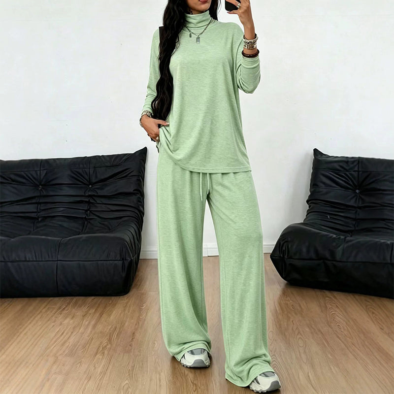 📢📢50%Rabatt!!!🎉✨Damen-Set aus Rollkragenoberteil und Weithosen