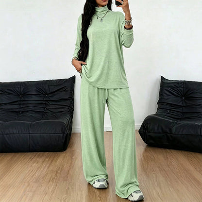 📢📢50%Rabatt!!!🎉✨Damen-Set aus Rollkragenoberteil und Weithosen