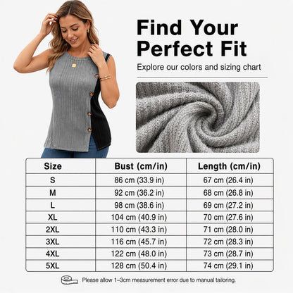 👚 Damen ärmelloses Colorblock-Ripp-Top – Moderne Farbblöcke, figurbetonter Strick & vielseitig kombinierbar | Perfekt für warme Tage, Sport & Freizeit – Jetzt -50%!