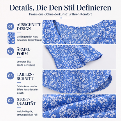 🌸 Blumenprint-Top mit Flügelärmeln – Leichter Baumwollstoff, bequemer Schnitt & verspielte Ärmel – Ideal für Frühling, Sommer & elegante Stunden