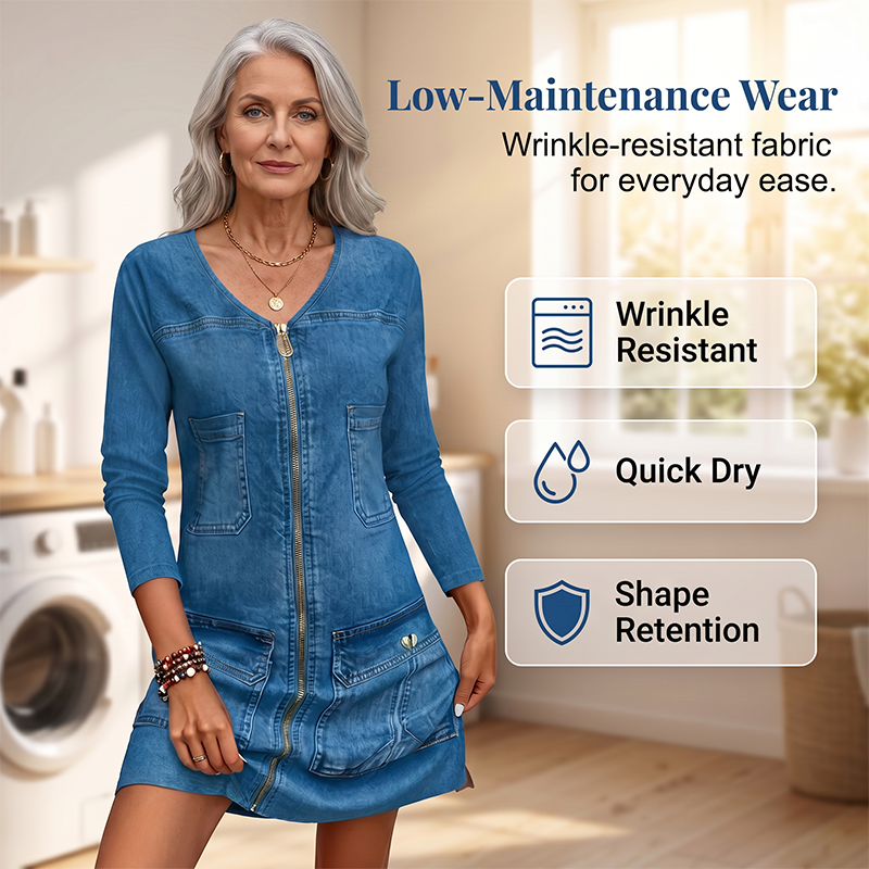 👗 Damen Langarm-Zipper-Print-Kleid – Trendy Print, funktionaler Zipper & lässiger Look | Perfekt für Alltag, Freizeit & coole Abende – Jetzt 1+1 GRATIS! versandfrei