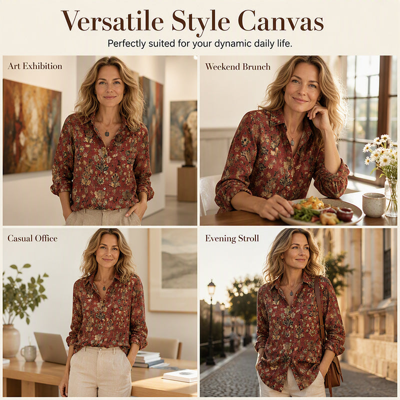 Women's Vintage Printed Casual Shirt