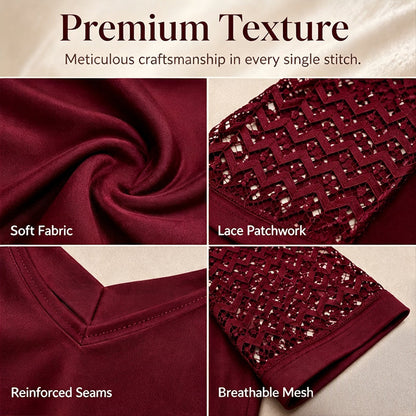 Women's Elegant Lace Patchwork V-Neck Top