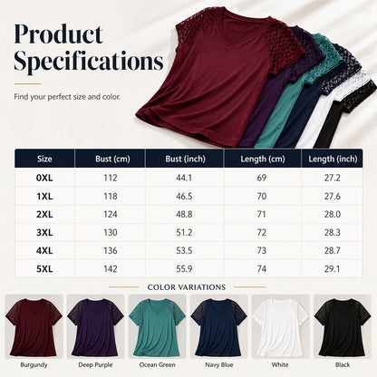 Women's Elegant Lace Patchwork V-Neck Top