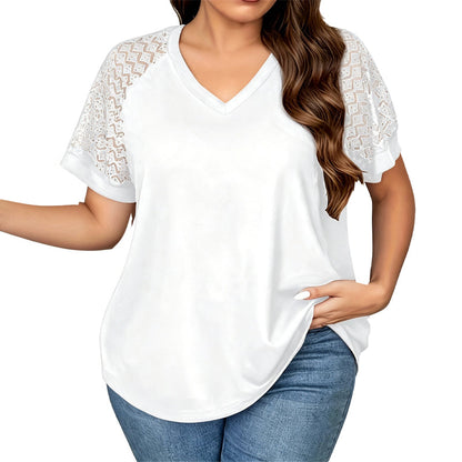 Women's Elegant Lace Patchwork V-Neck Top