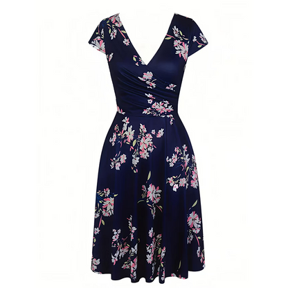 👗🌼Nur kurze Zeit – 50 % Rabatt！💖Elegantes bedrucktes Damenkleid mit Taschen