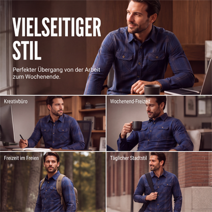 Herren Freizeit-Karrierehemd mit langen Ärmeln