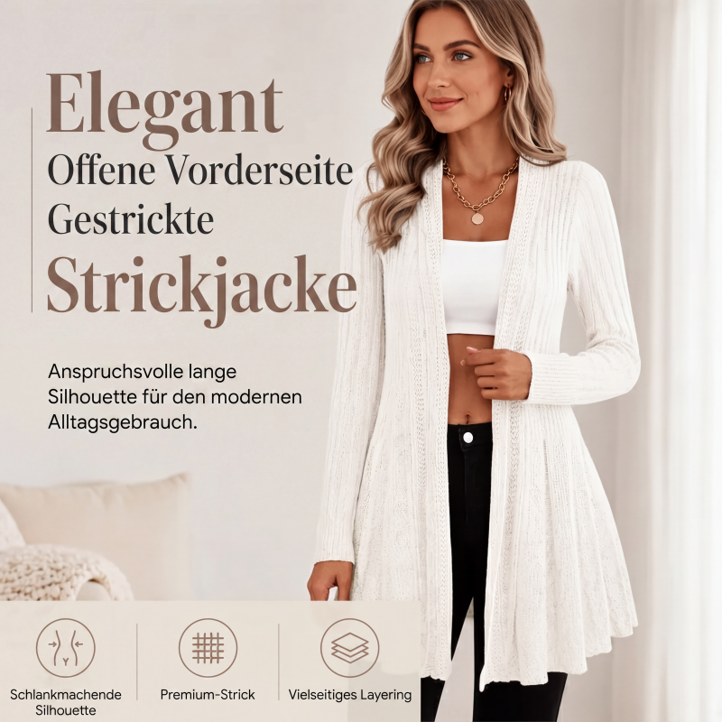 🧥 Elegante offene Strickjacke für Damen – Weicher Materialmix, vielseitig kombinierbar & zeitlos elegant | Perfekt für Alltag, Büro & besondere Anlässe – Jetzt -50%!