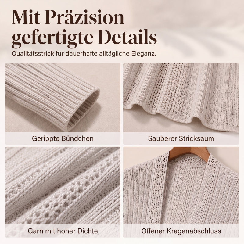 🧥 Elegante offene Strickjacke für Damen – Weicher Materialmix, vielseitig kombinierbar & zeitlos elegant | Perfekt für Alltag, Büro & besondere Anlässe – Jetzt -50%!