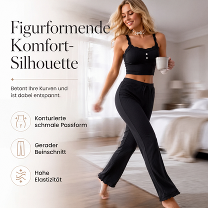 🌙 Camisole-Pyjama mit Spitze – Atmungsaktiv, weich & romantisch – Ideal für warme Nächte & gemütliche Abende zuhause