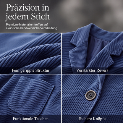 Vintage-Cordjacke für Damen, lässig weit geschnitten, mit Kragen im Blazer-Stil und Taschen