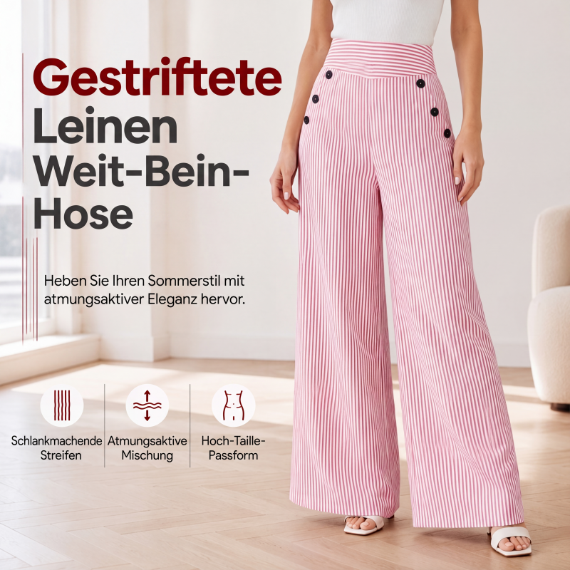 🌸 Hochtaillierte Streifenhose – Leichter Stoff, bequemer Sitz & vielseitig kombinierbar – Ideal für Frühling, Sommer & stilvolle Looks
