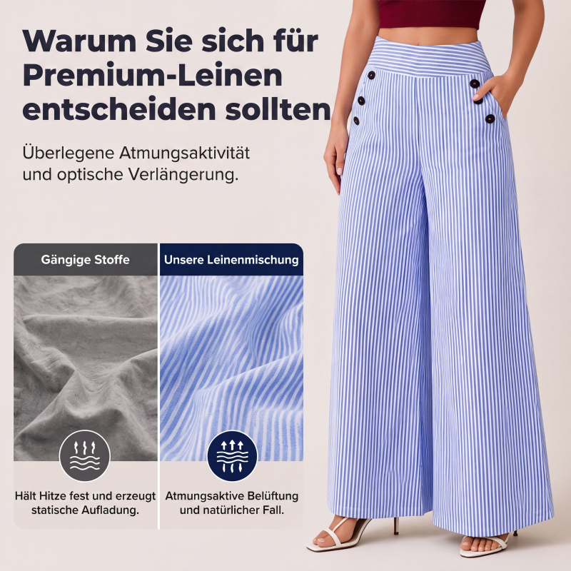 🌸 Hochtaillierte Streifenhose – Leichter Stoff, bequemer Sitz & vielseitig kombinierbar – Ideal für Frühling, Sommer & stilvolle Looks