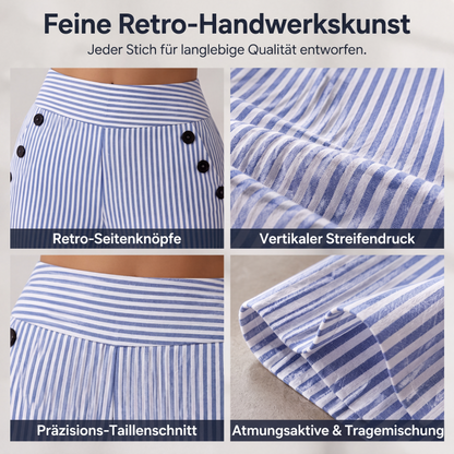 🌸 Hochtaillierte Streifenhose – Leichter Stoff, bequemer Sitz & vielseitig kombinierbar – Ideal für Frühling, Sommer & stilvolle Looks