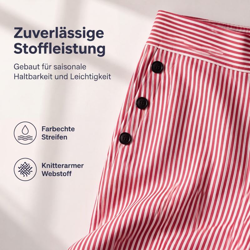 🌸 Hochtaillierte Streifenhose – Leichter Stoff, bequemer Sitz & vielseitig kombinierbar – Ideal für Frühling, Sommer & stilvolle Looks