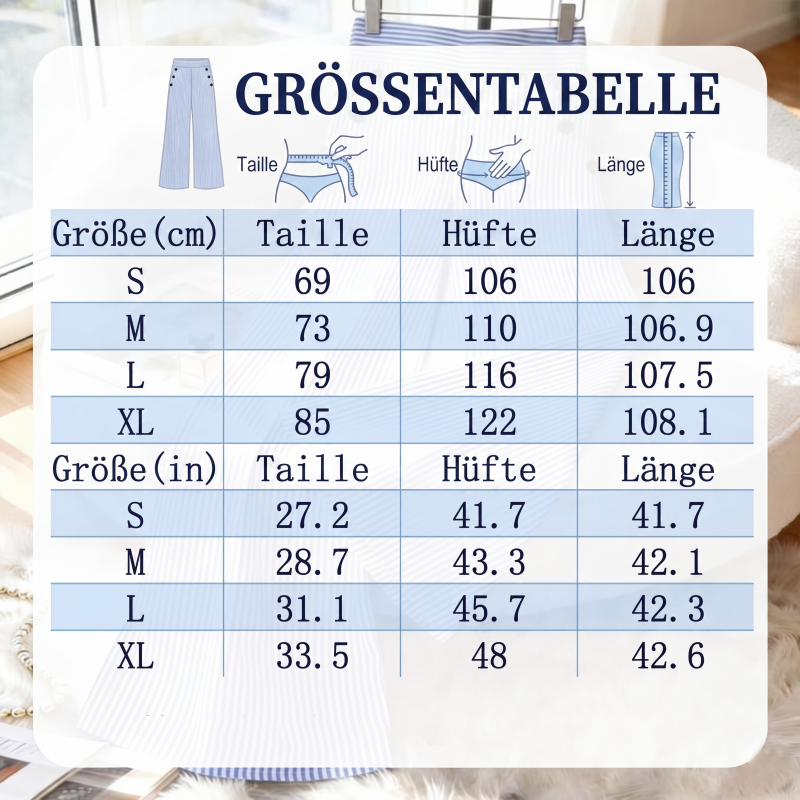🌸 Hochtaillierte Streifenhose – Leichter Stoff, bequemer Sitz & vielseitig kombinierbar – Ideal für Frühling, Sommer & stilvolle Looks