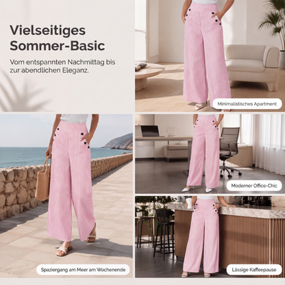 🌸 Hochtaillierte Streifenhose – Leichter Stoff, bequemer Sitz & vielseitig kombinierbar – Ideal für Frühling, Sommer & stilvolle Looks