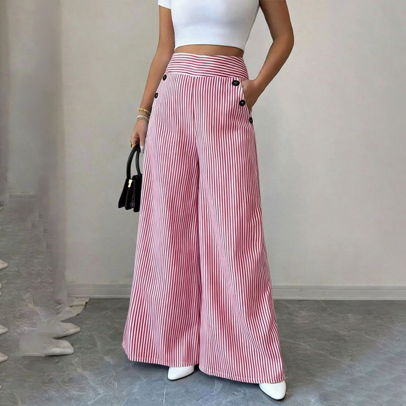 🌸 Hochtaillierte Streifenhose – Leichter Stoff, bequemer Sitz & vielseitig kombinierbar – Ideal für Frühling, Sommer & stilvolle Looks