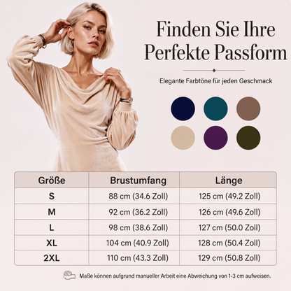 👗🍁Herbst-Neuheiten – 50 % Rabatt！🤎Elegantes Samtkleid mit Wasserfallkragen für Damen