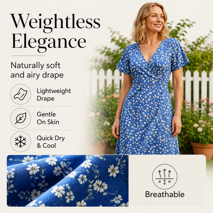 V-Ausschnitt-Kleid mit Blumenprint – Leichter Stoff, bequemer Sitz & vielseitig kombinierbar – Ideal für Frühling, Sommer & entspannte Stunden