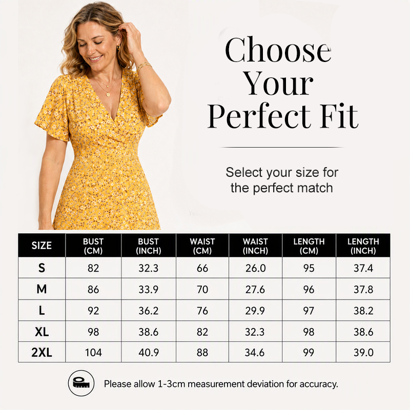 V-Ausschnitt-Kleid mit Blumenprint – Leichter Stoff, bequemer Sitz & vielseitig kombinierbar – Ideal für Frühling, Sommer & entspannte Stunden