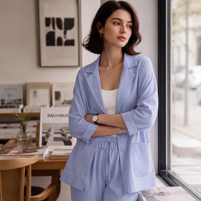 🧥 Blazer & Hose im Set – Leichter Stoff, lockerer Schnitt & vielseitig kombinierbar – Ideal für warme Tage & stylische Auftritte versandfrei