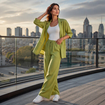 🧥 Blazer & Hose im Set – Leichter Stoff, lockerer Schnitt & vielseitig kombinierbar – Ideal für warme Tage & stylische Auftritte versandfrei