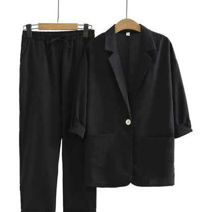 🧥 Blazer & Hose im Set – Leichter Stoff, lockerer Schnitt & vielseitig kombinierbar – Ideal für warme Tage & stylische Auftritte versandfrei