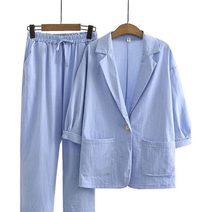 🧥 Blazer & Hose im Set – Leichter Stoff, lockerer Schnitt & vielseitig kombinierbar – Ideal für warme Tage & stylische Auftritte versandfrei