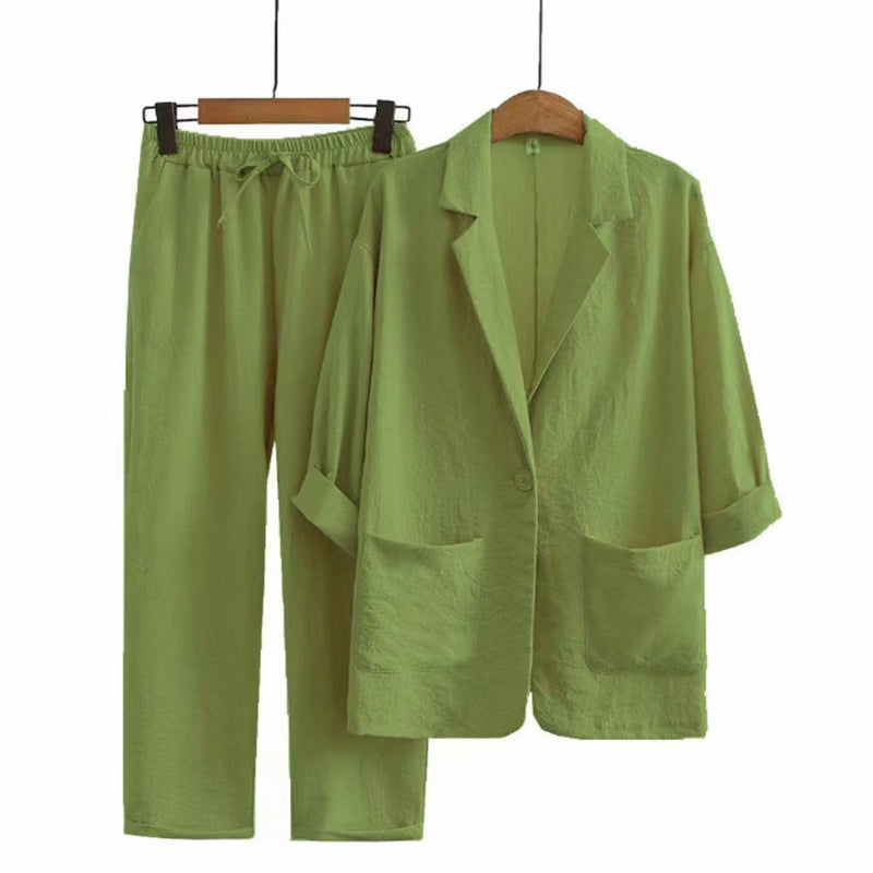 🧥 Blazer & Hose im Set – Leichter Stoff, lockerer Schnitt & vielseitig kombinierbar – Ideal für warme Tage & stylische Auftritte versandfrei