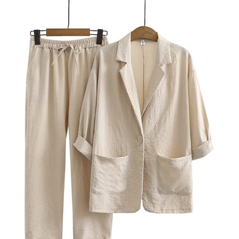 🧥 Blazer & Hose im Set – Leichter Stoff, lockerer Schnitt & vielseitig kombinierbar – Ideal für warme Tage & stylische Auftritte versandfrei