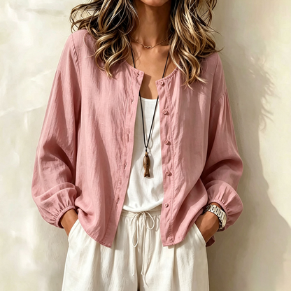 📢📢50%Rabatt!!!🎉✨Lockere Damen-Hemdjacke in Unifarbe mit Knopfleiste