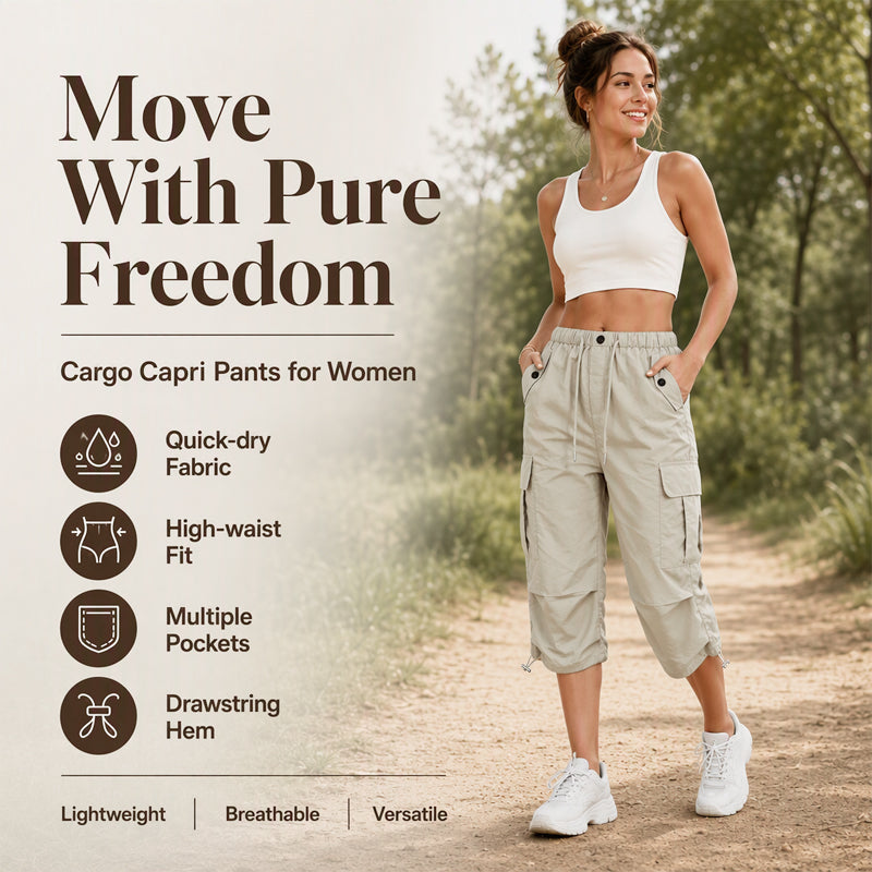 👖 Leichte Cargo-Caprihose für Damen – Schnelltrocknend, atmungsaktiv & mit praktischen Taschen | Perfekt für Outdoor, Reisen & warme Tage – Jetzt -50%!