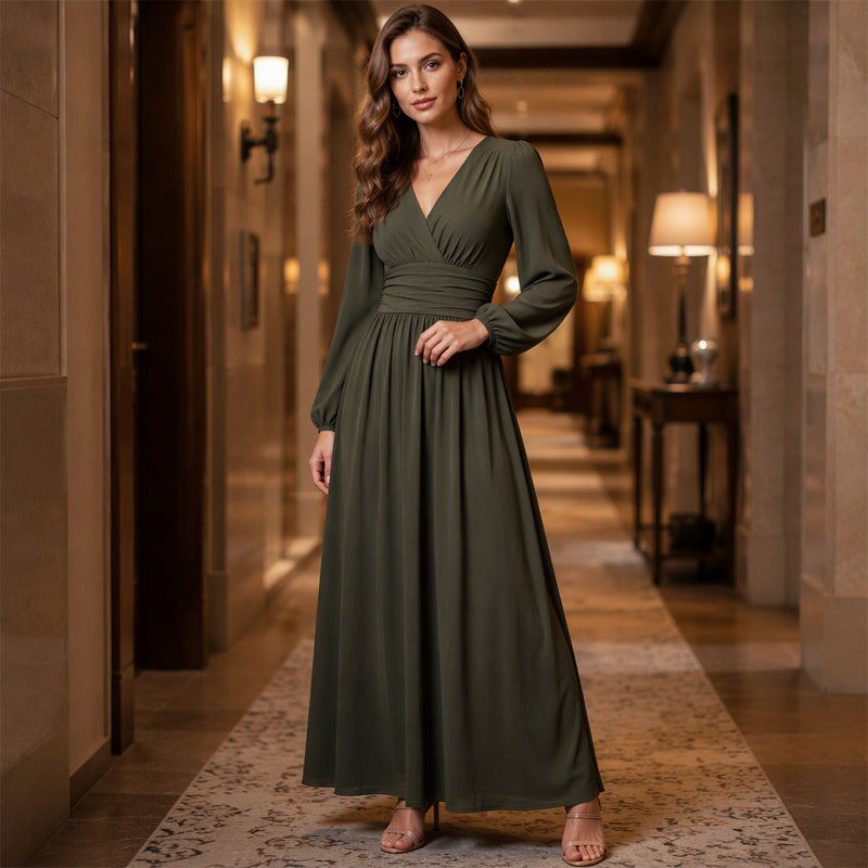 🌸 Maxikleid mit V-Ausschnitt & Schlitz – Leichter Stoff, fließender Fall & vielseitig kombinierbar – Ideal für warme Tage & festliche Anlässe versandfrei
