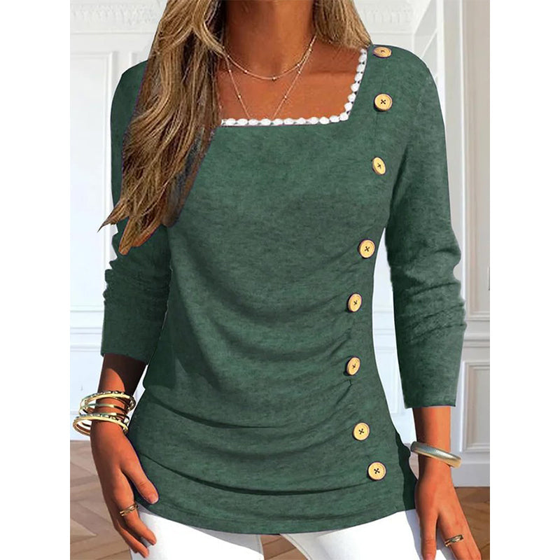 🌸 Top mit eckigem Ausschnitt – Leichte Qualität, bequeme Passform & eleganter Look – Ideal für warme Tage & stilvolle Stunden