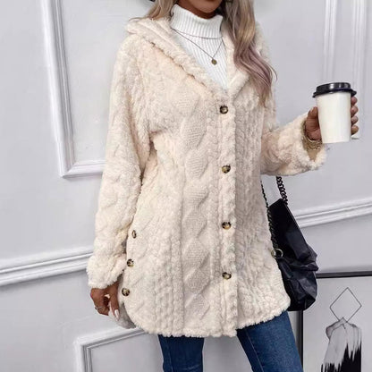 📢📢50%Rabatt!!!🎉✨Damen warme Jacke mit Kapuze und Rautenmuster