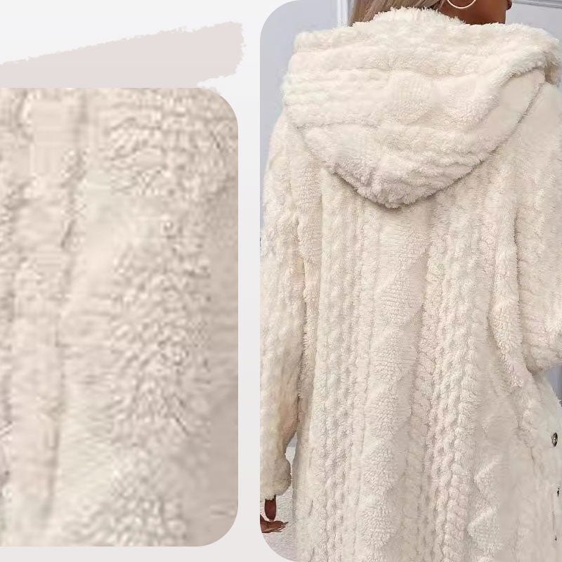 📢📢50%Rabatt!!!🎉✨Damen warme Jacke mit Kapuze und Rautenmuster
