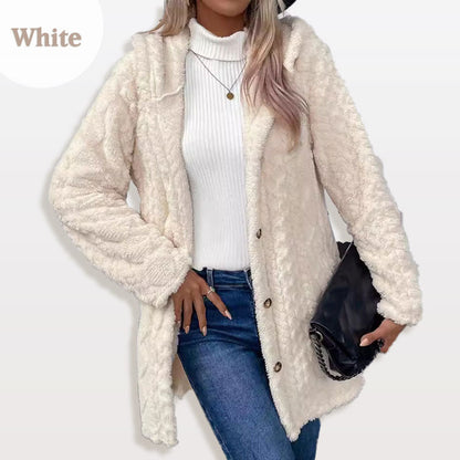 📢📢50%Rabatt!!!🎉✨Damen warme Jacke mit Kapuze und Rautenmuster