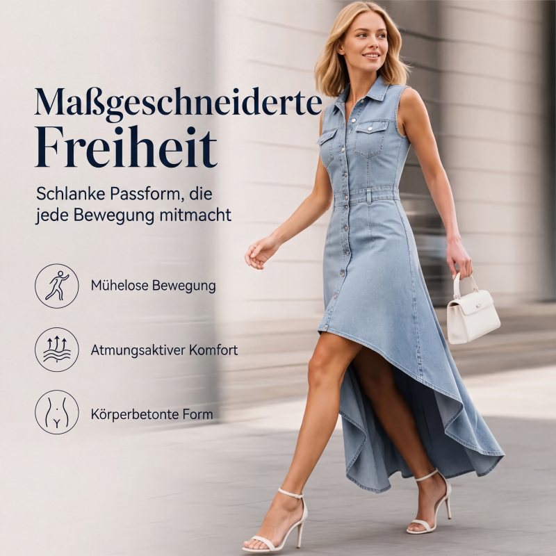 📢📢50%Rabatt!!!🎉✨Ärmelloses Jeanskleid für Damen mit asymmetrischem Saum