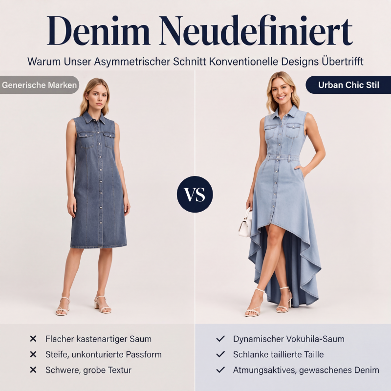 📢📢50%Rabatt!!!🎉✨Ärmelloses Jeanskleid für Damen mit asymmetrischem Saum