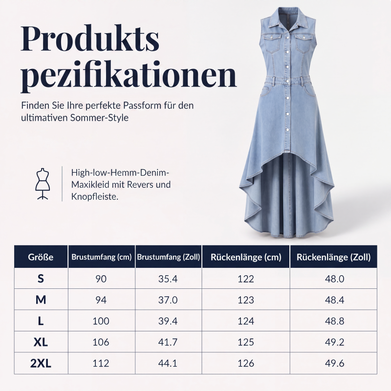 📢📢50%Rabatt!!!🎉✨Ärmelloses Jeanskleid für Damen mit asymmetrischem Saum