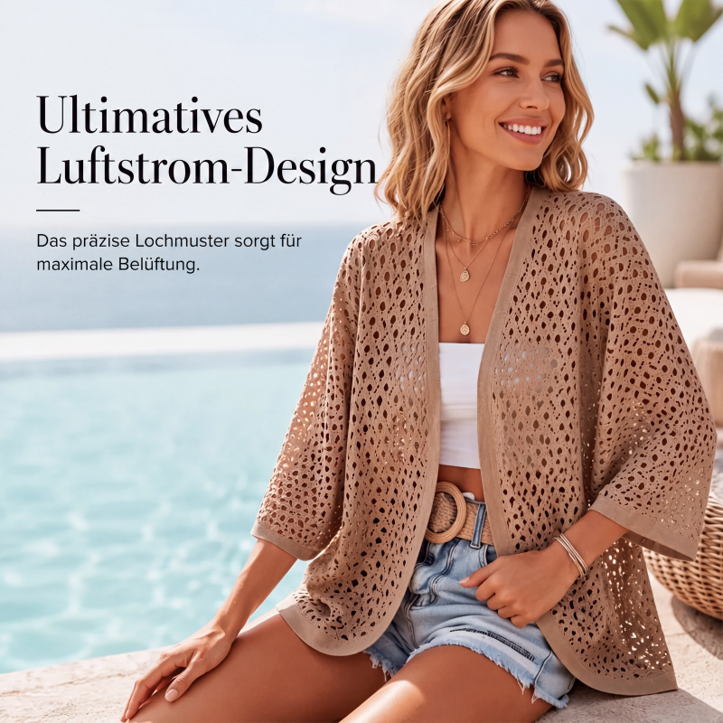 ⏰ Letzte Welle – Lager fast leer – 50% endet jederzeit！Leichtes Lochstrick-Cardigan für Damen, lässiger Stil