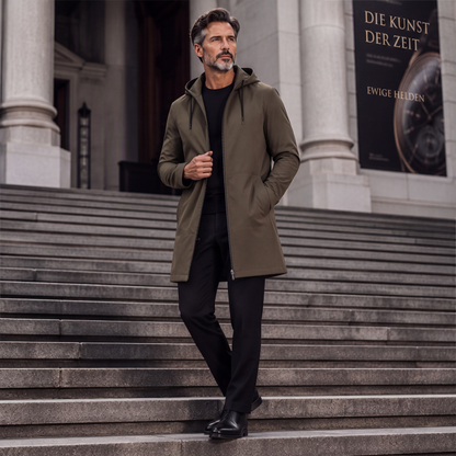 📢📢50%Rabatt!!!🎉✨Mittellange Windjacke mit Kapuze für Herren
